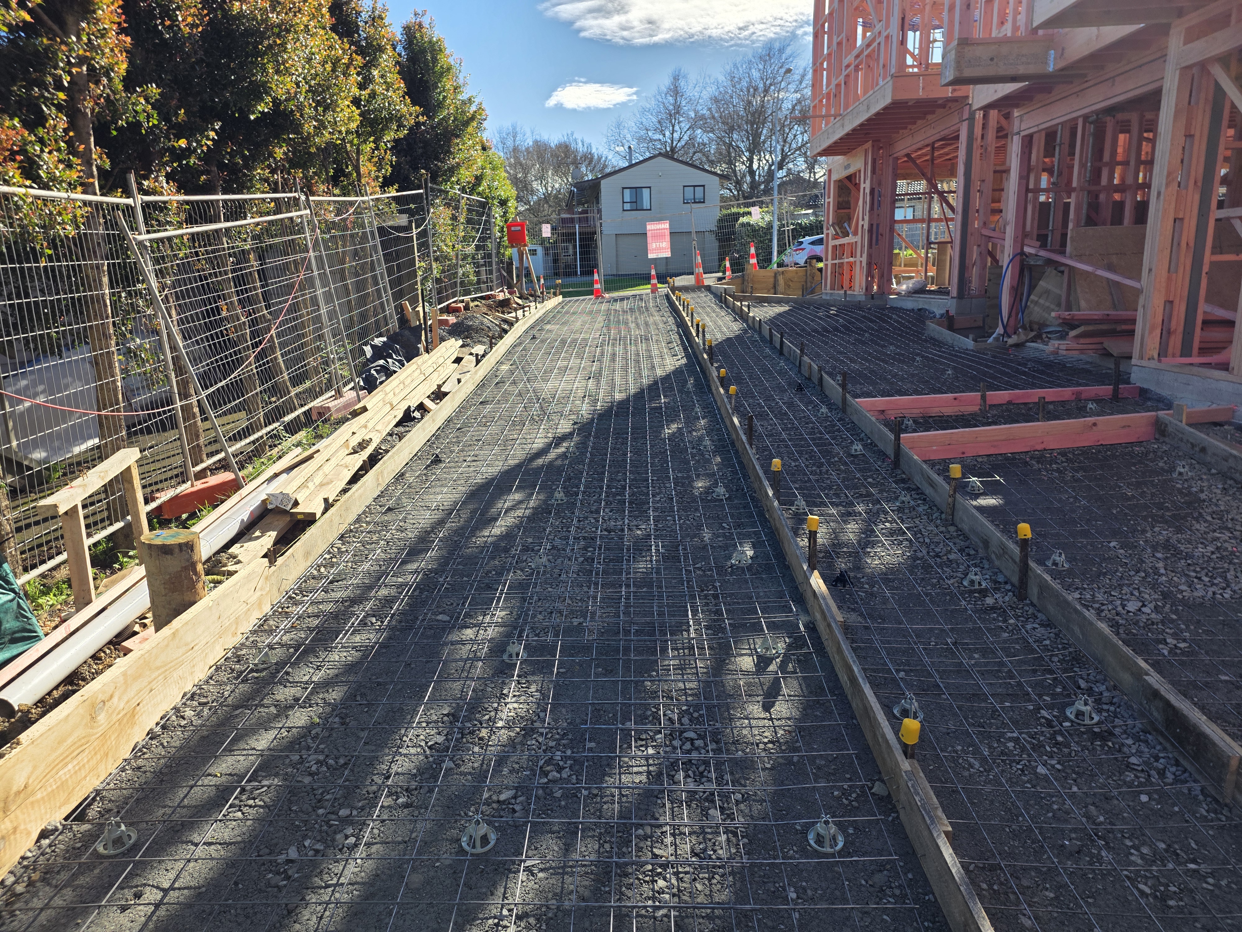 Driveway reinforcement preparation at Bradbury Road Development