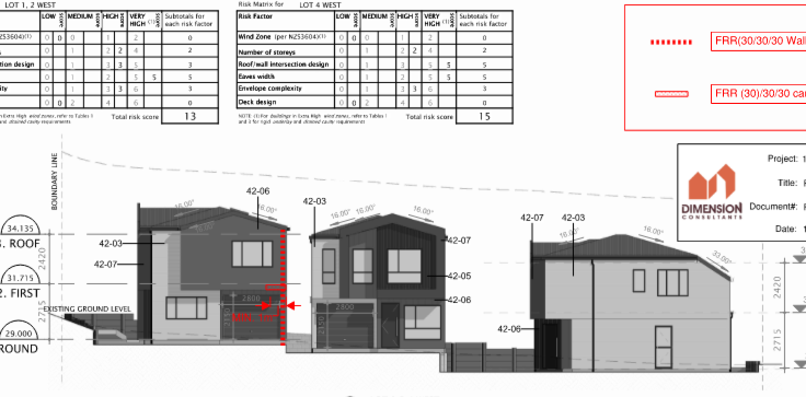 Fire separation elevation — west at Bradbury Road Development
