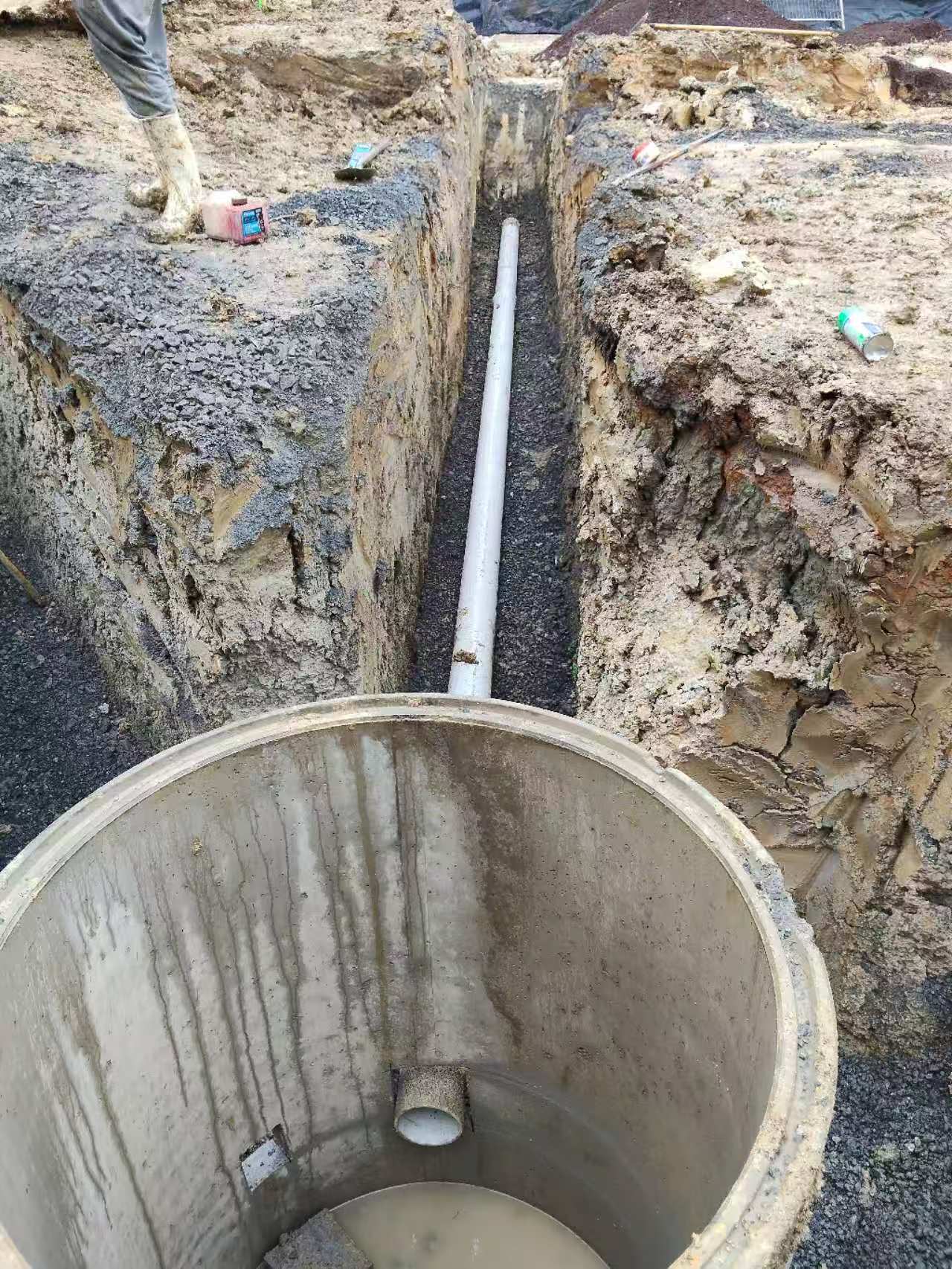 Drainage trench and manhole at Bradbury Road Development