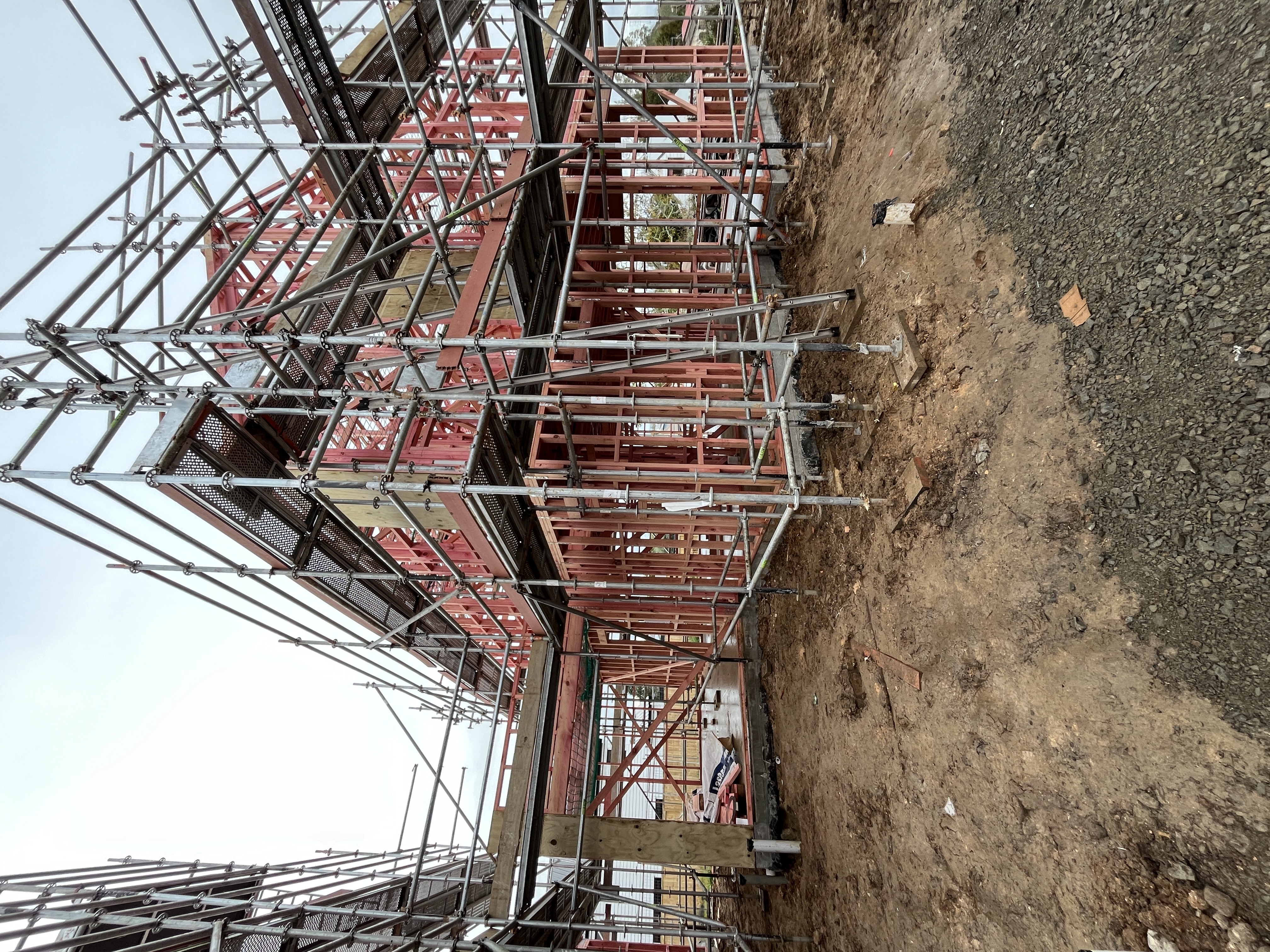 Structural framing and scaffolding at 11 Musselwhite Terrace