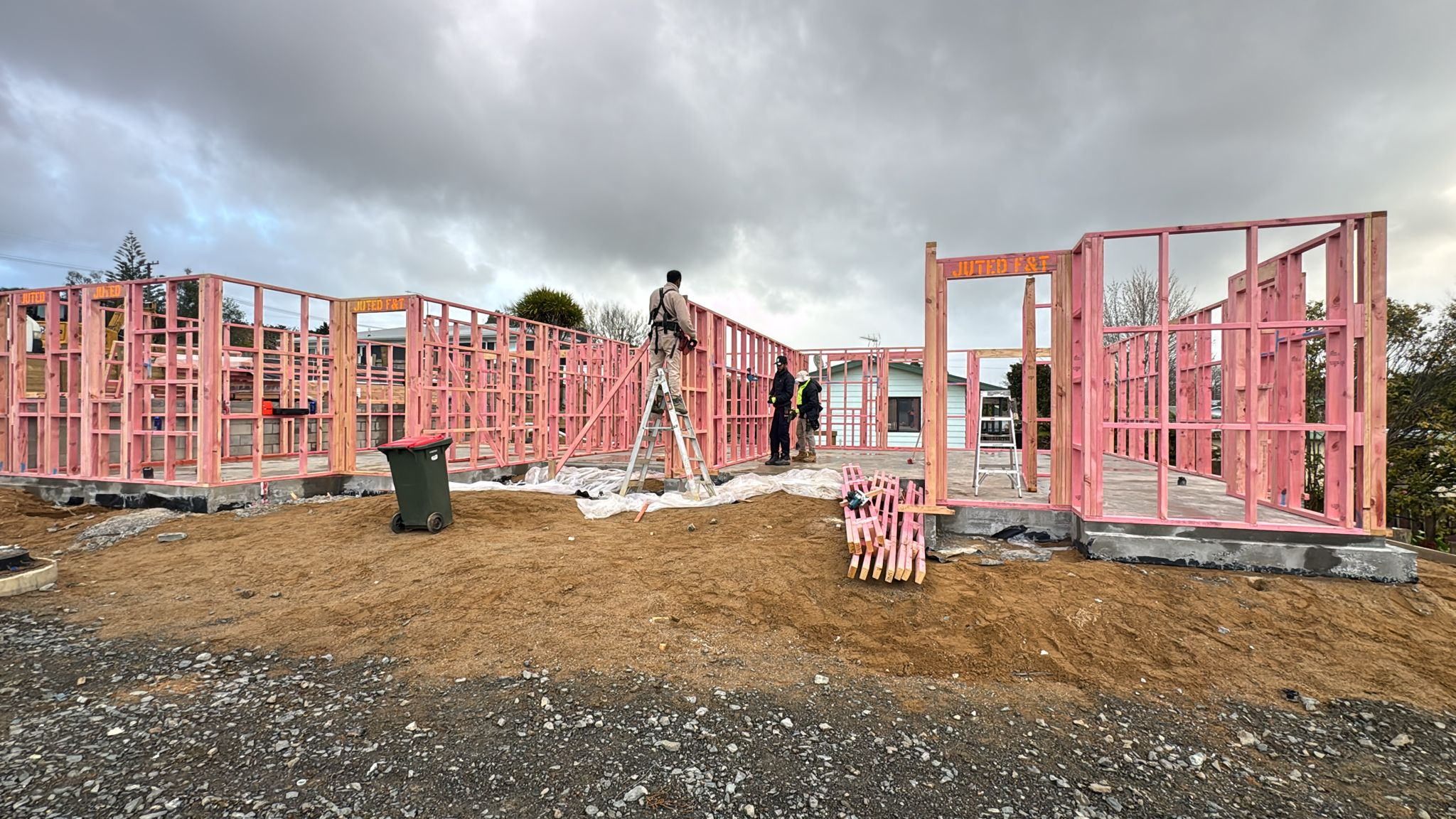 Ground-floor timber framing at Storey Ave