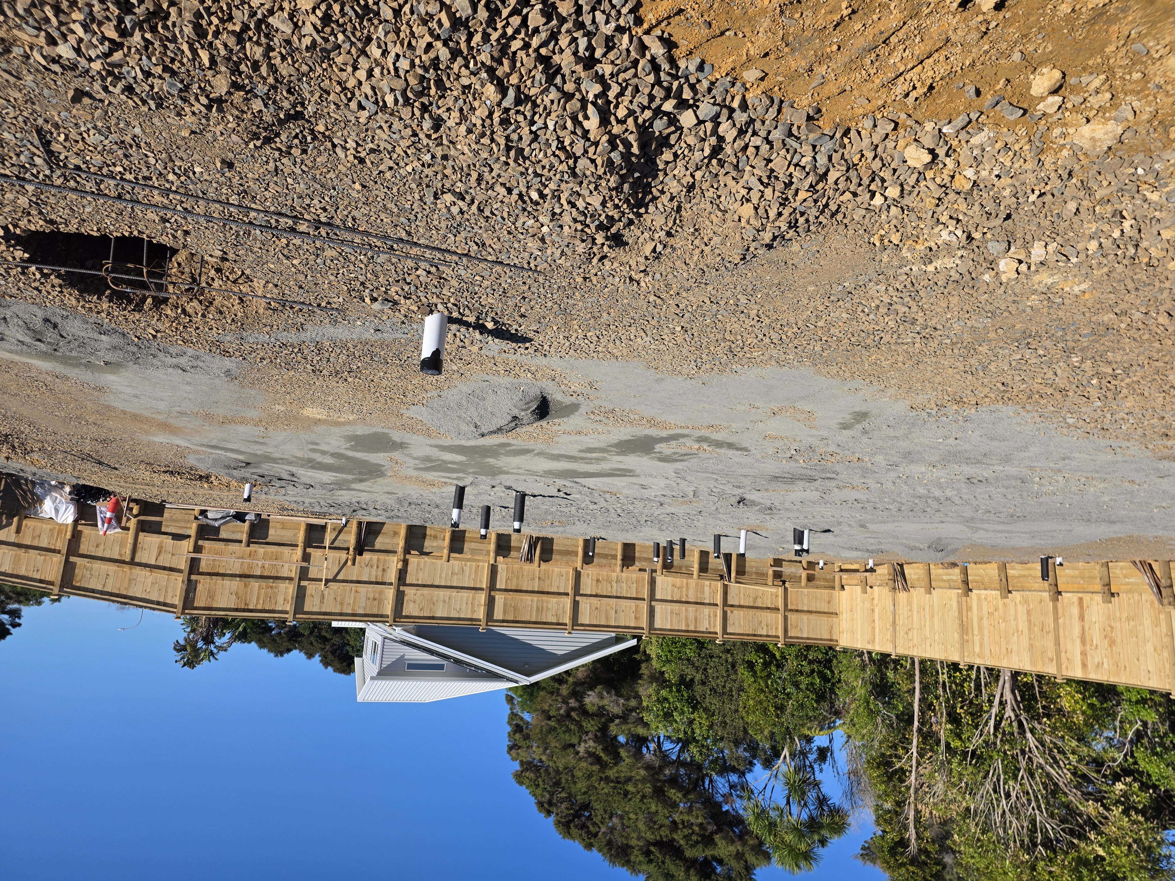 Prepared construction site with drainage service pipes